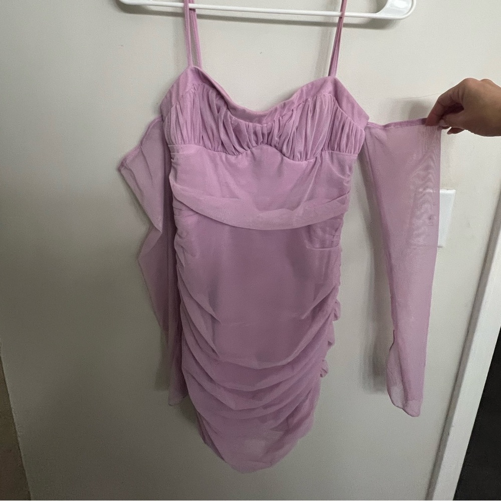 Oh Polly Honor Off The Shoulder Mini Dress in pink. - Picture 5 of 10